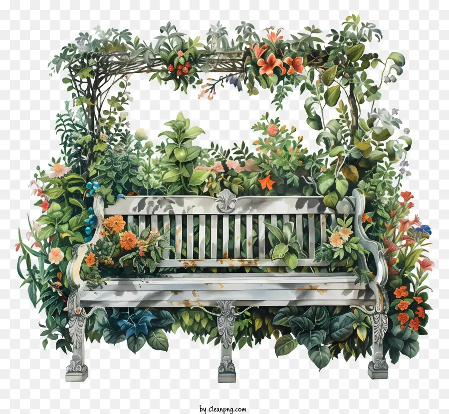 garden bench painting wooden bench flowers white bench