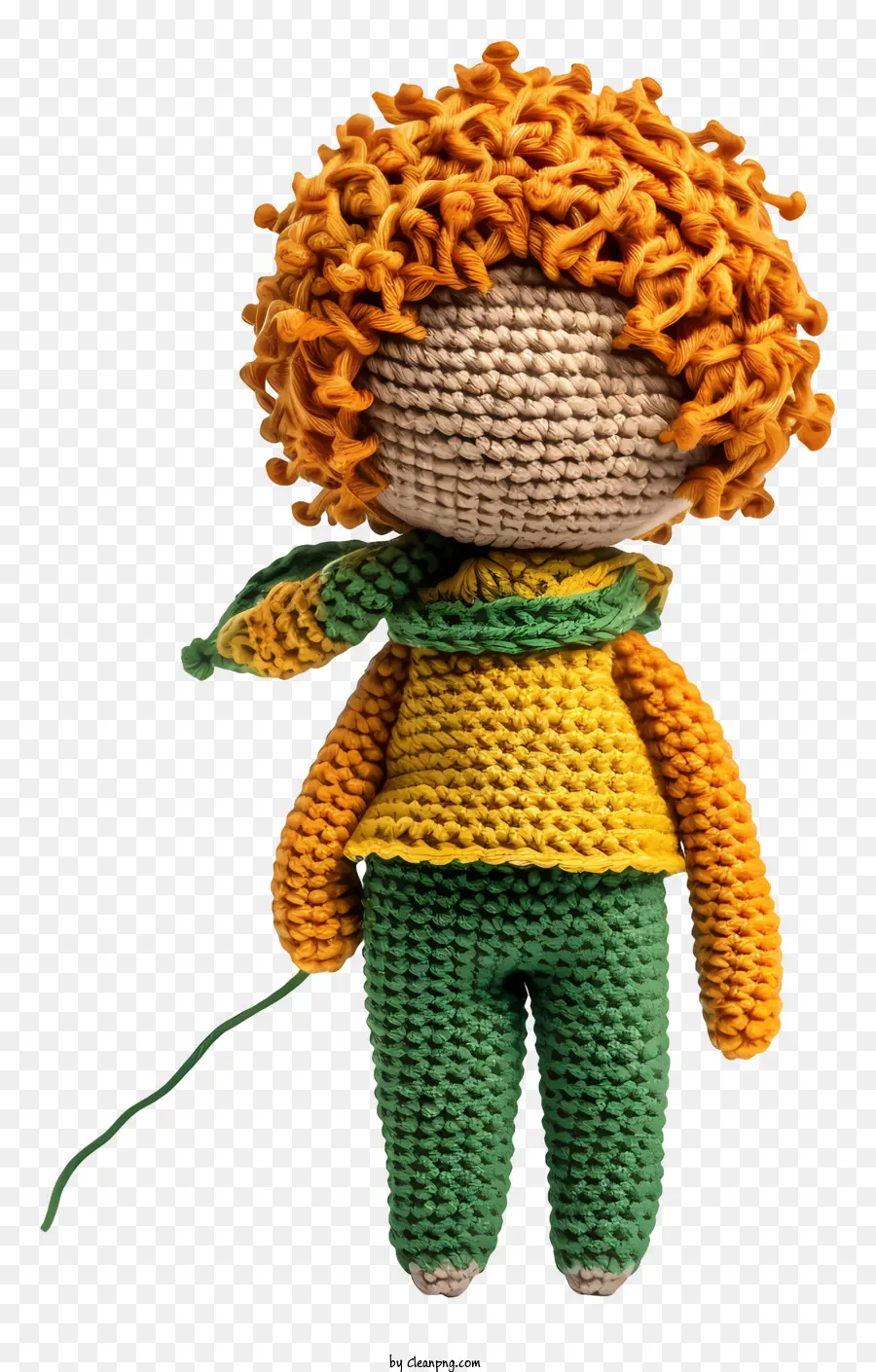 amigurumi doll doll curly orange hair green jacket blue pants