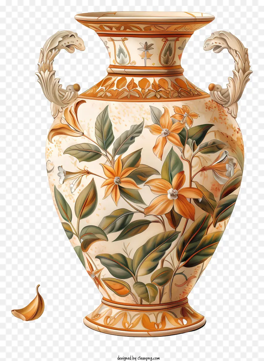 disegno floreale - Vaso floreale ornato su sfondo nero, design intricato