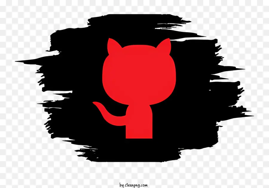 github biểu tượng - Hình bóng mèo đen và trắng cách điệu đối diện bên trái