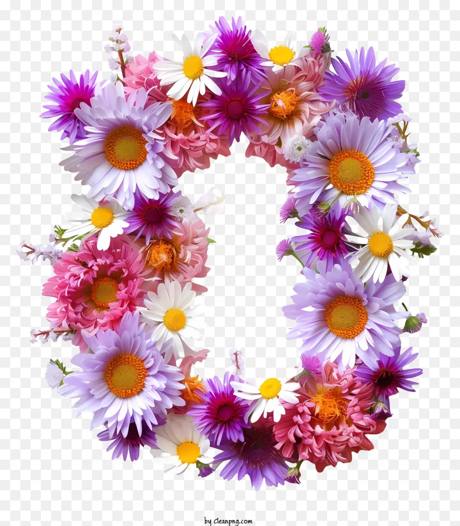 Numero 0 fiori di disposizione floreale Lettera 'O fiori colorati margherite - Lettera floreale colorata 'O' trasuda gioia