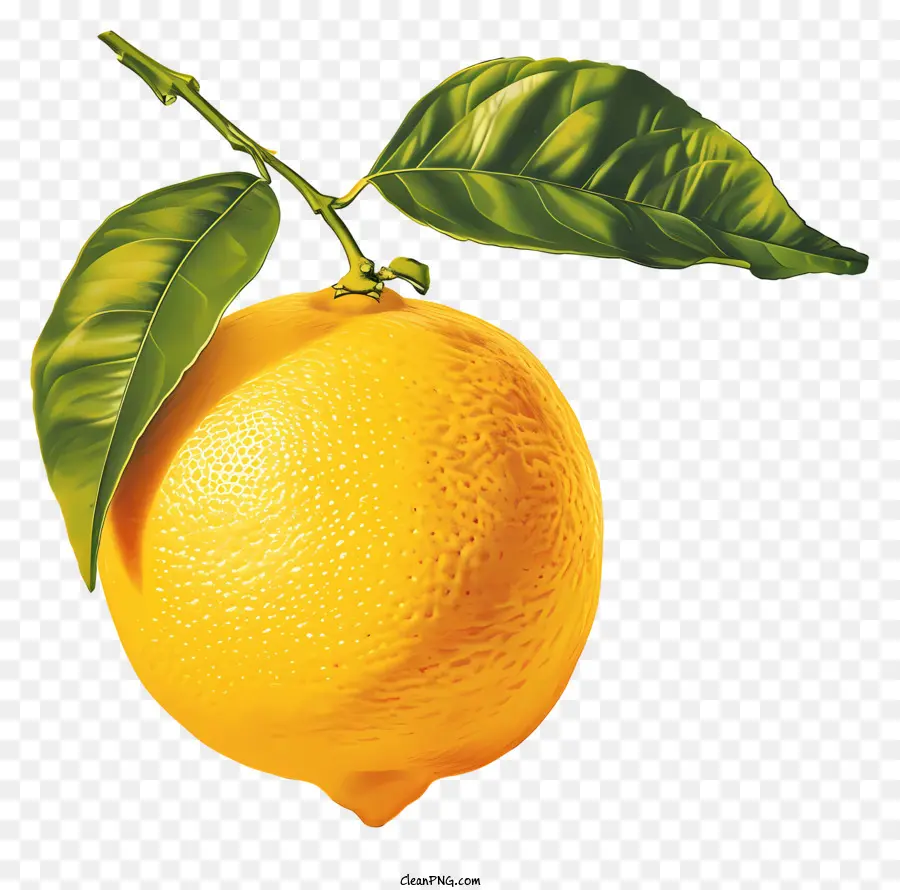 limone limone maturo giallo affettato - Metà del limone maturo con foglie su sfondo nero