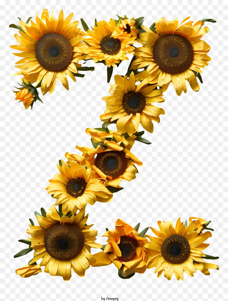 Lettera floreale Z Sunflower Art Lettera floreale Z Sunzione di girasole Scultura - I girasoli formano la lettera 