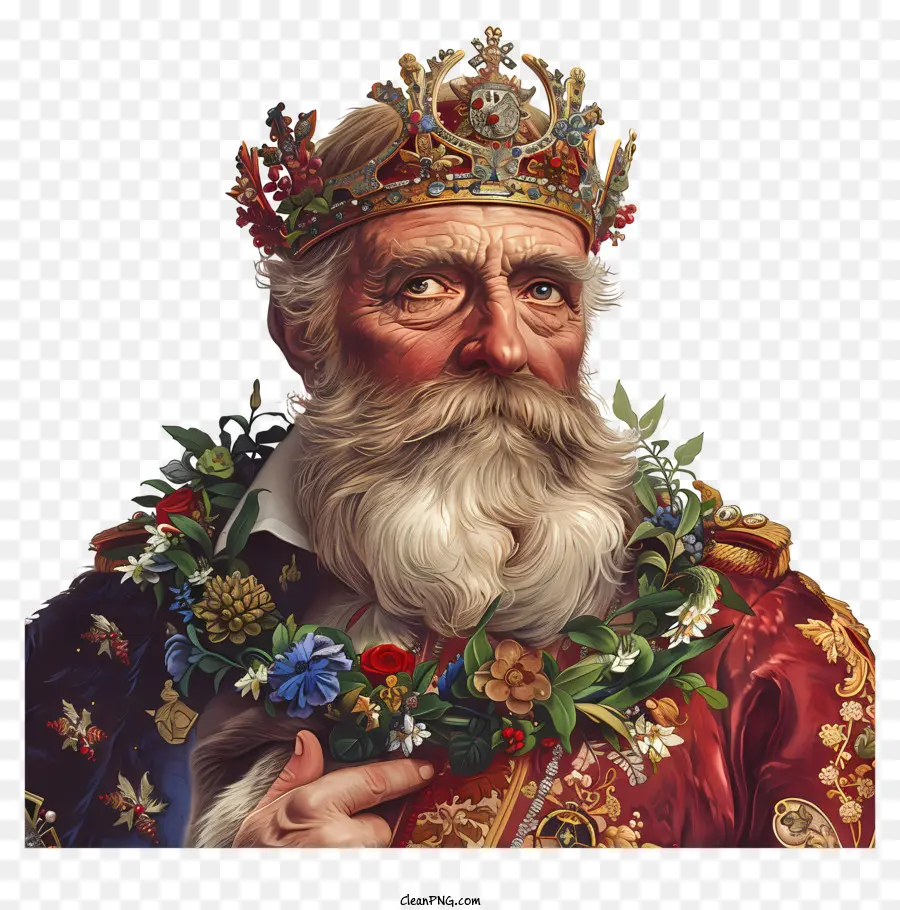 bouquet di fiori - Sereno re con la barba che tiene il bouquet pacificamente