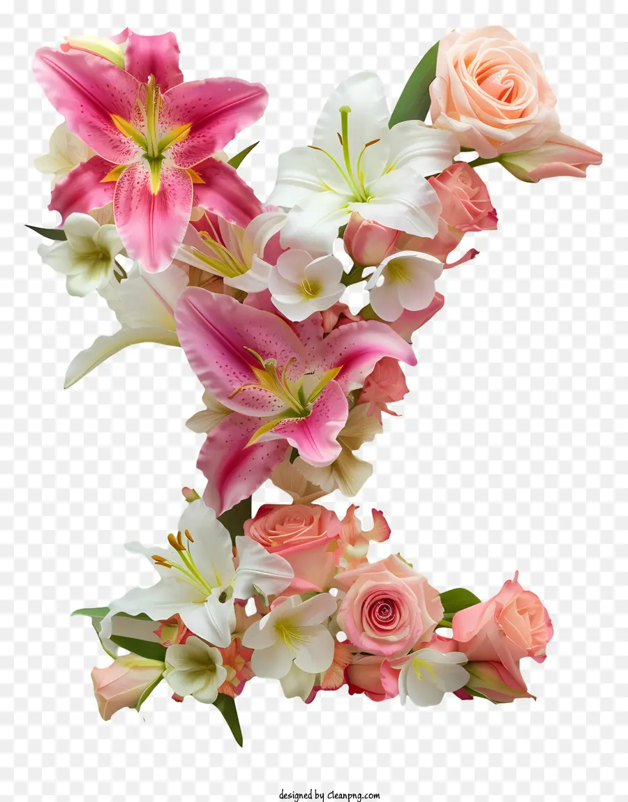 Blumen Dekoration - Blume 'y' durch weiße und rosa Blütenblätter geformt