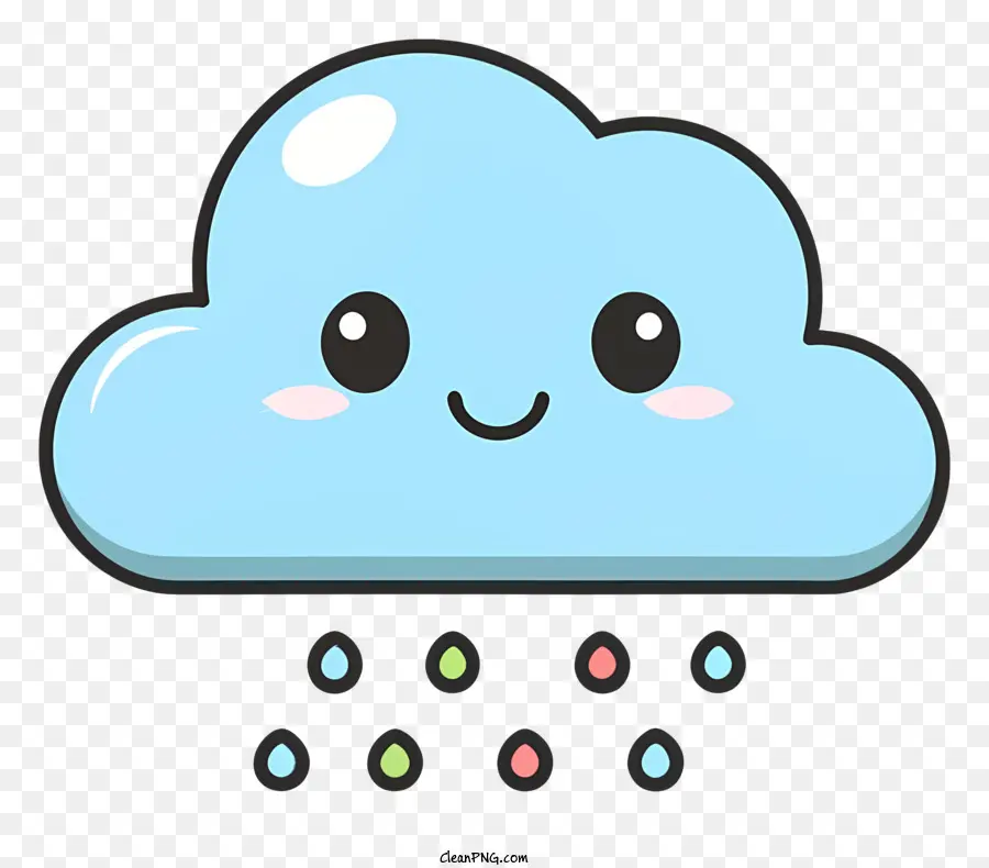 Cloud Cloud Cloud Raindrop Trắng và Đám mây xanh mặt cười - Đám mây vui vẻ với những giọt nước và khuôn mặt cười