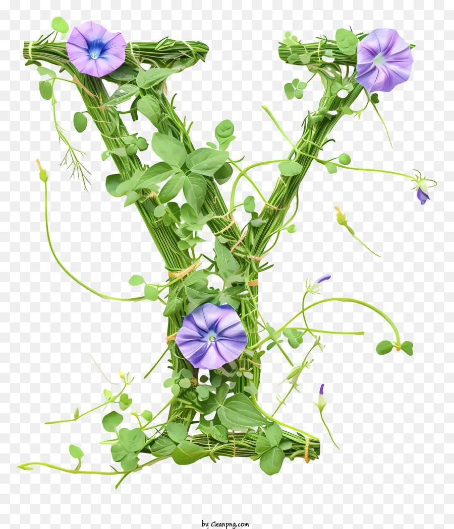 Gesteck - Grüne Blätter und lila Blüten bilden 