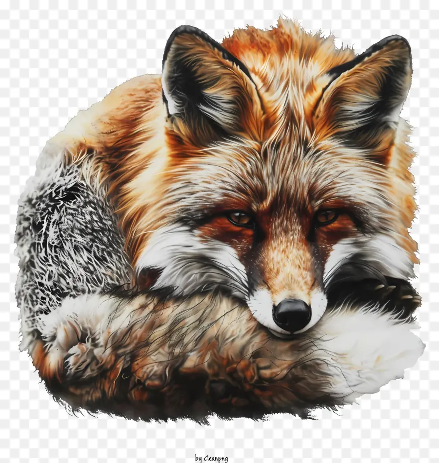 Fox Fox Vẽ tác phẩm nghệ thuật Fox Fox nằm xuống cáo với đôi mắt nhắm - Cáo ngủ với vẻ ngoài sang trọng màu nâu/cam