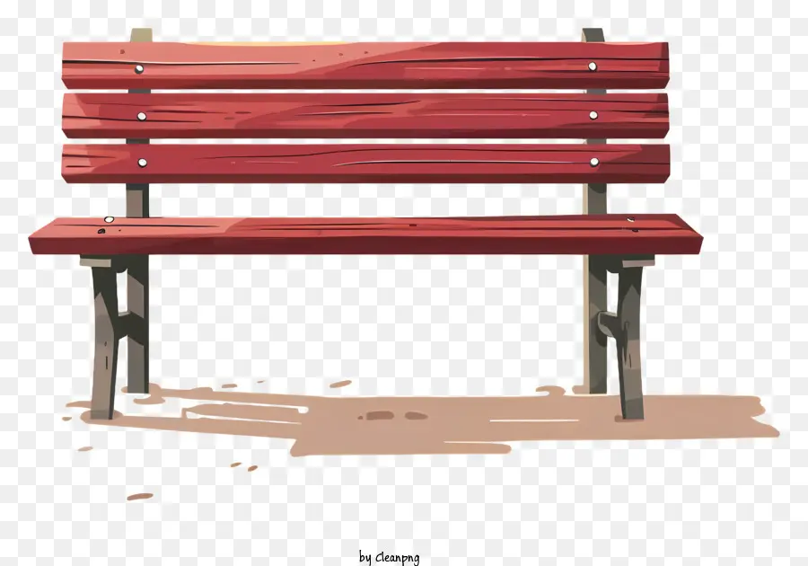 garden bench red wooden bench empty space brown dirt surface flat ground