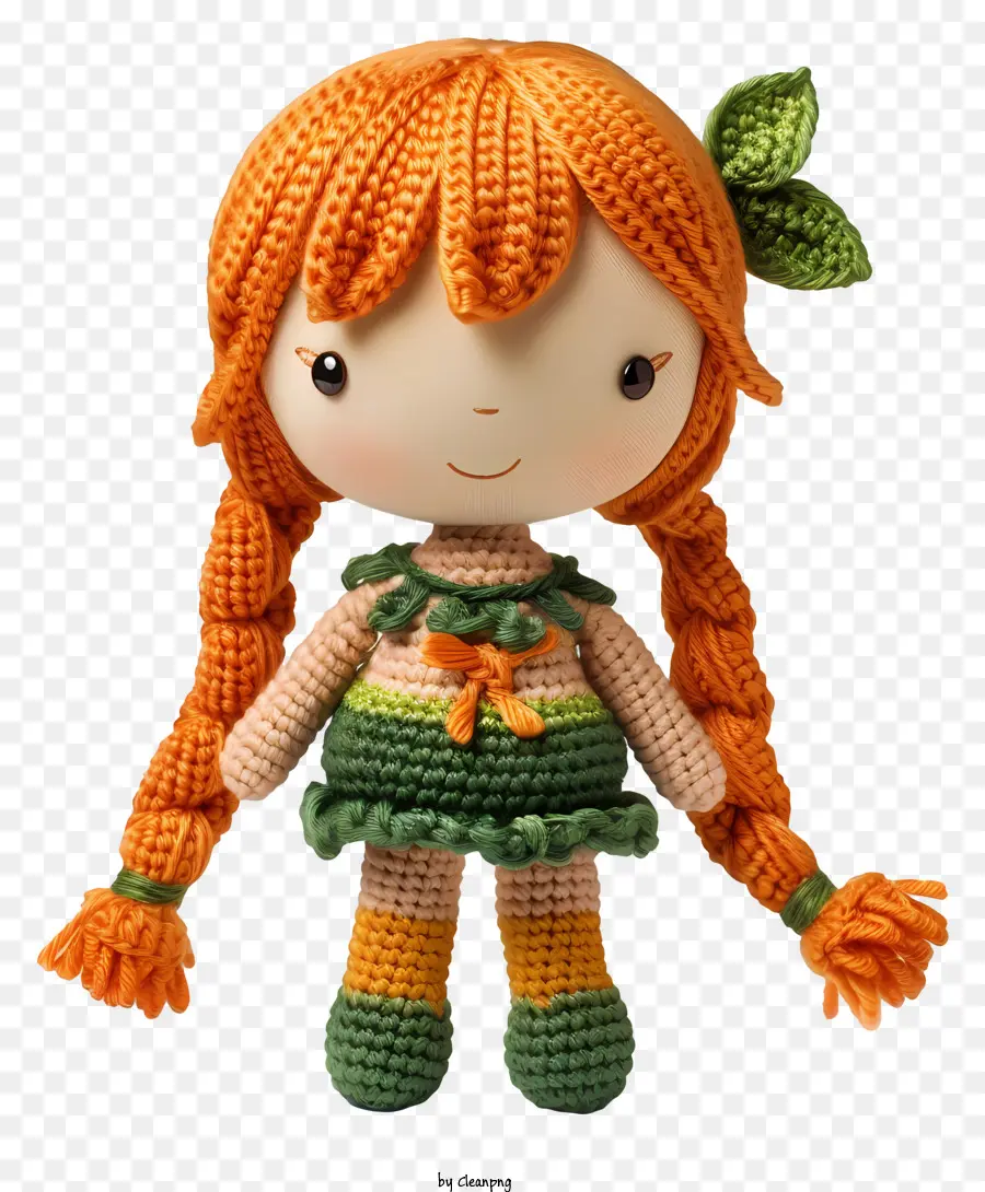 amigurumi doll doll with orange hair long-legged doll doll with green eyes orange dress doll