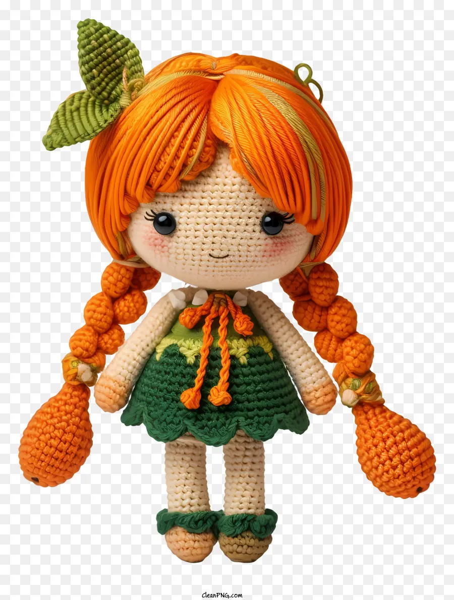 amigurumi doll crocheted doll girl doll red hair doll green dress doll