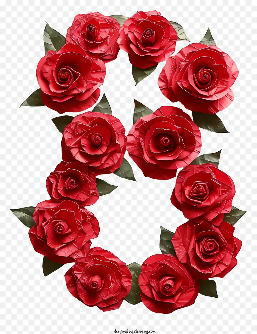 Rote Rosen - Symmetrische Skulptur der roten Rosenzahl 