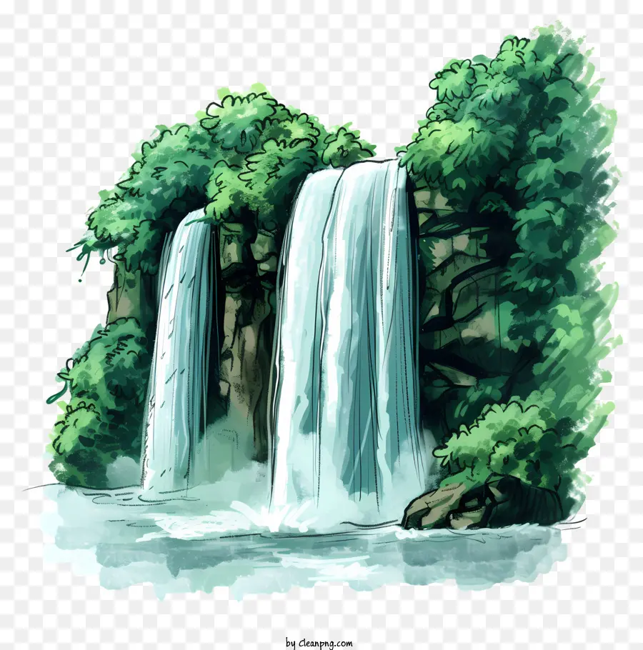 Wasserfall - Wasserfall im Wald mit Wildwasserstrom kaskadieren