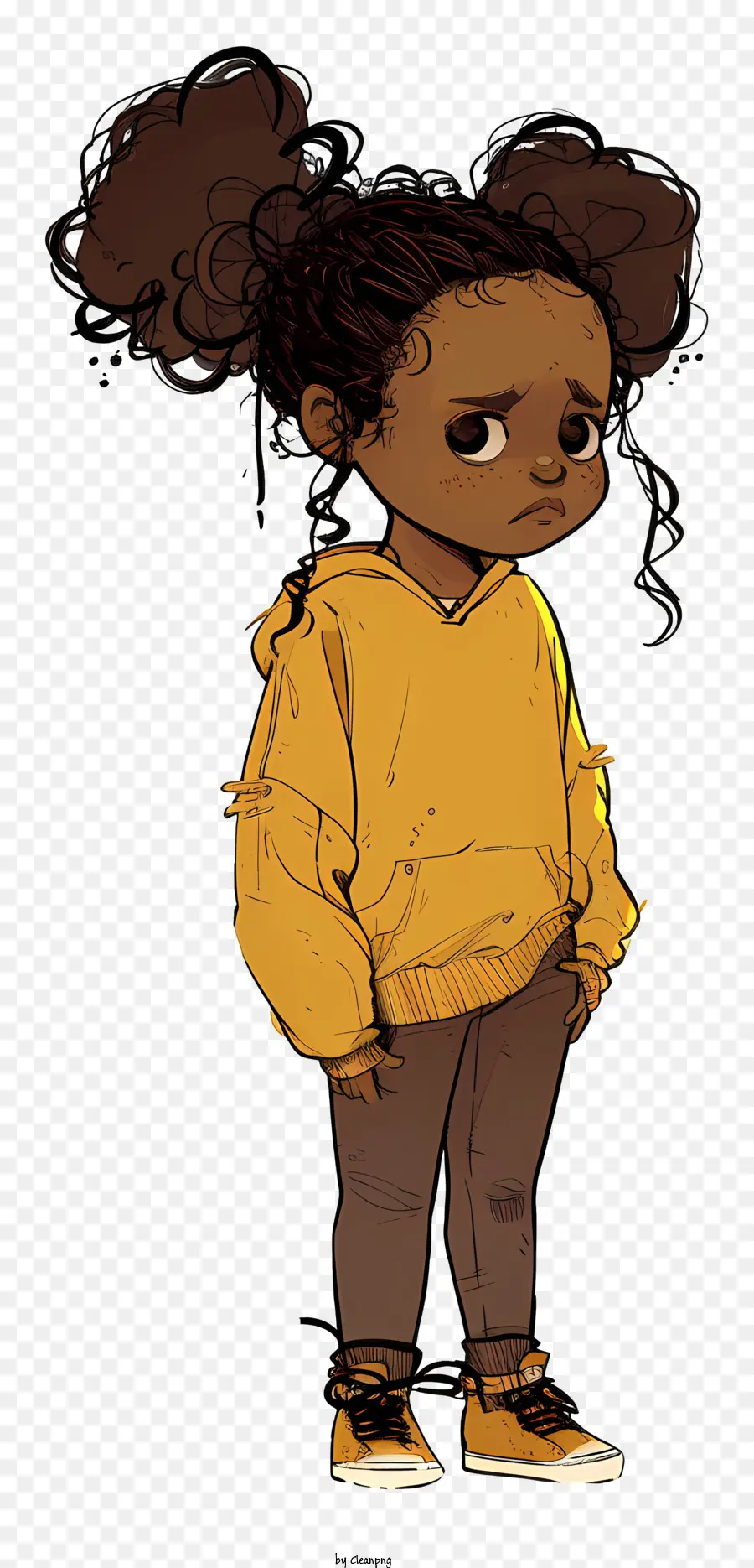 bambina - Giovane ragazza in felpa con cappuccio gialla, braccia incrociate