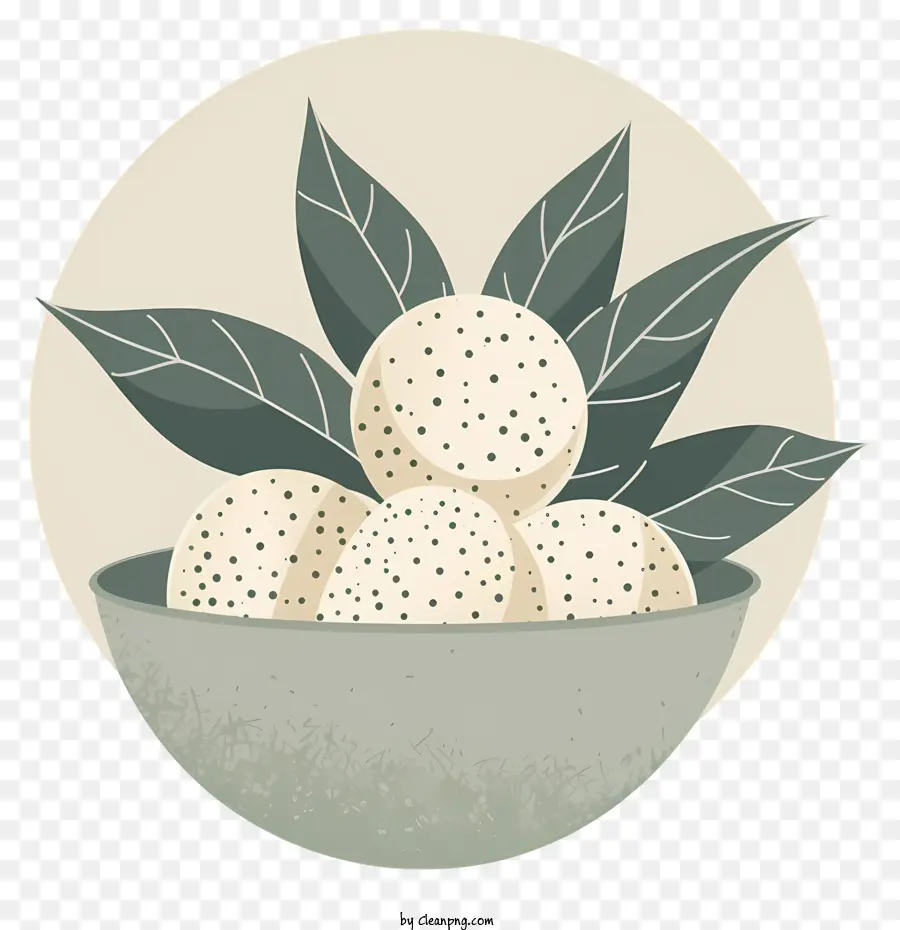 Laddu White Bowl Geramic Bowl Vật thể trắng Raisin - Bát màu vàng với ba vật tròn màu trắng