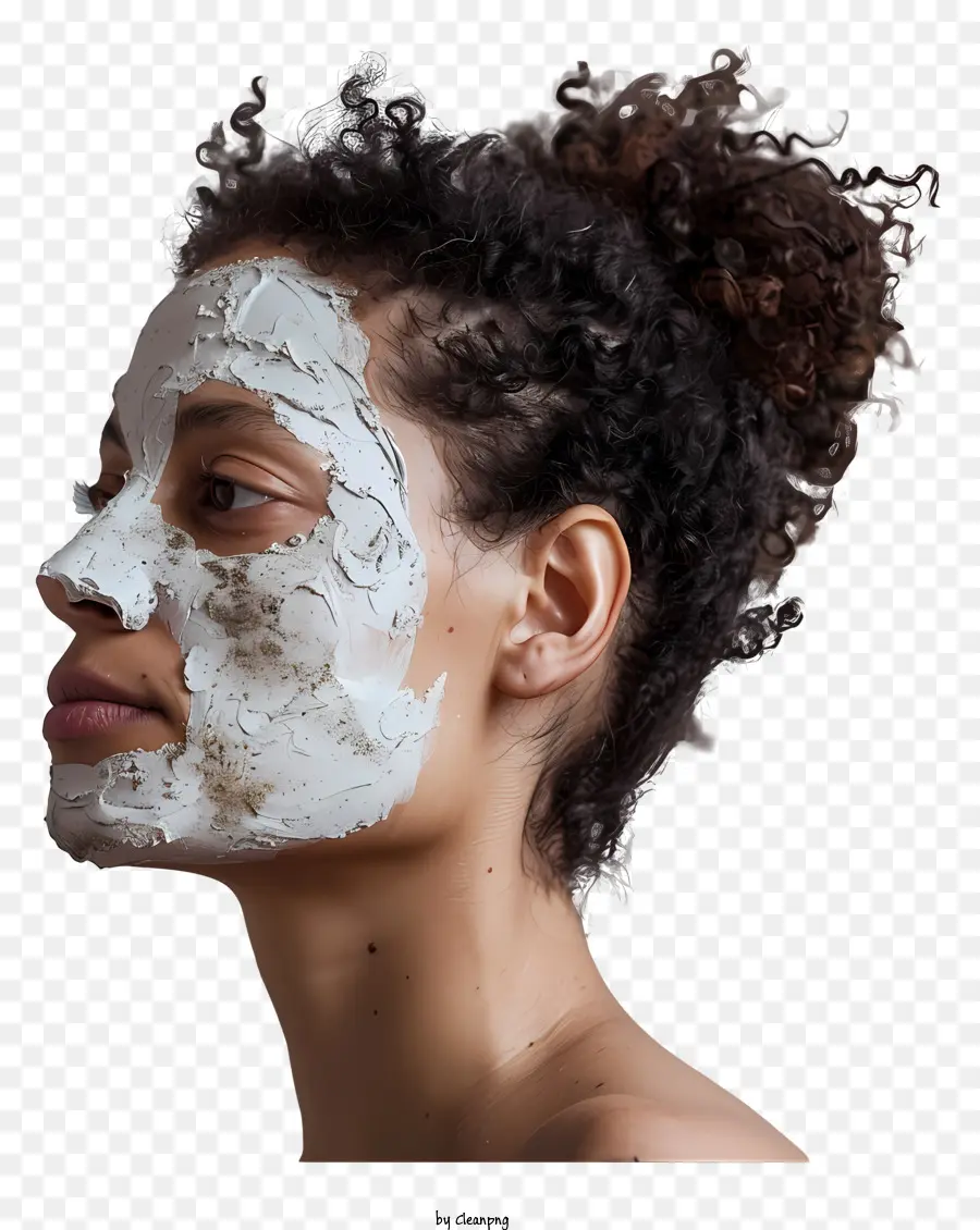 Frau, die Maske Gesichtsmaske Hautpflege -Gesichtsbehandlung anwendet - Frau mit geschlossenen Augen, die weiße Gesichtsmaske tragen