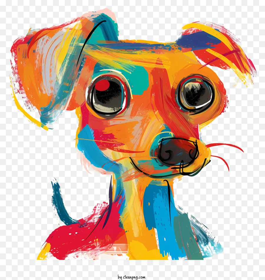 Chó con chó hay thay đổi đôi mắt lớn đầy màu sắc trừu tượng - Bức tranh sơn dầu vui tươi, đầy màu sắc của con chó biểu cảm