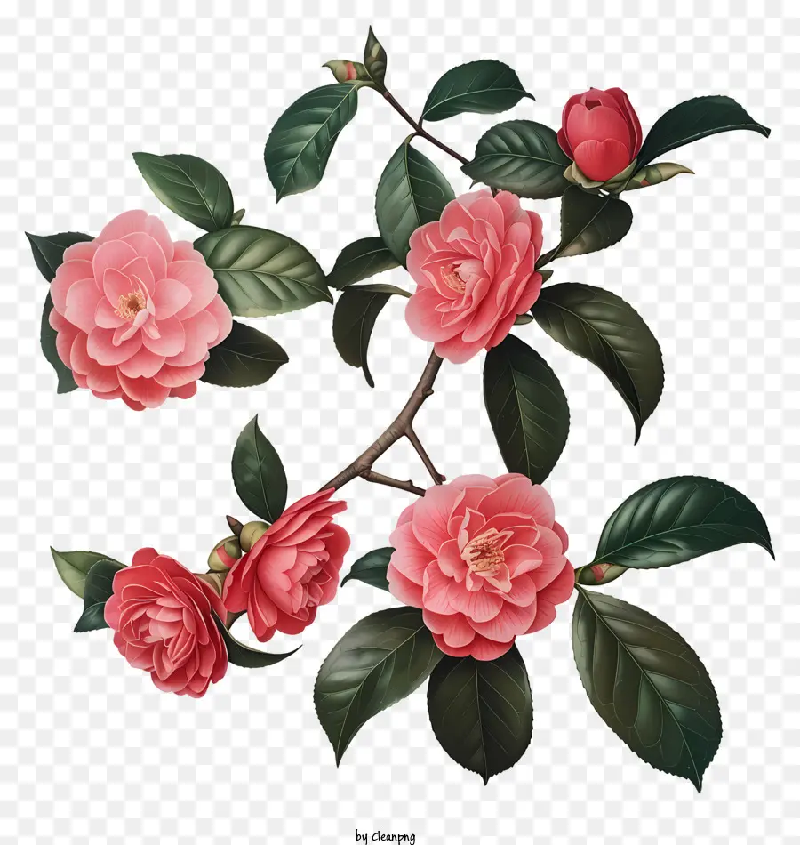 fiori di primavera - Pittura realistica di rose rosa sul nero