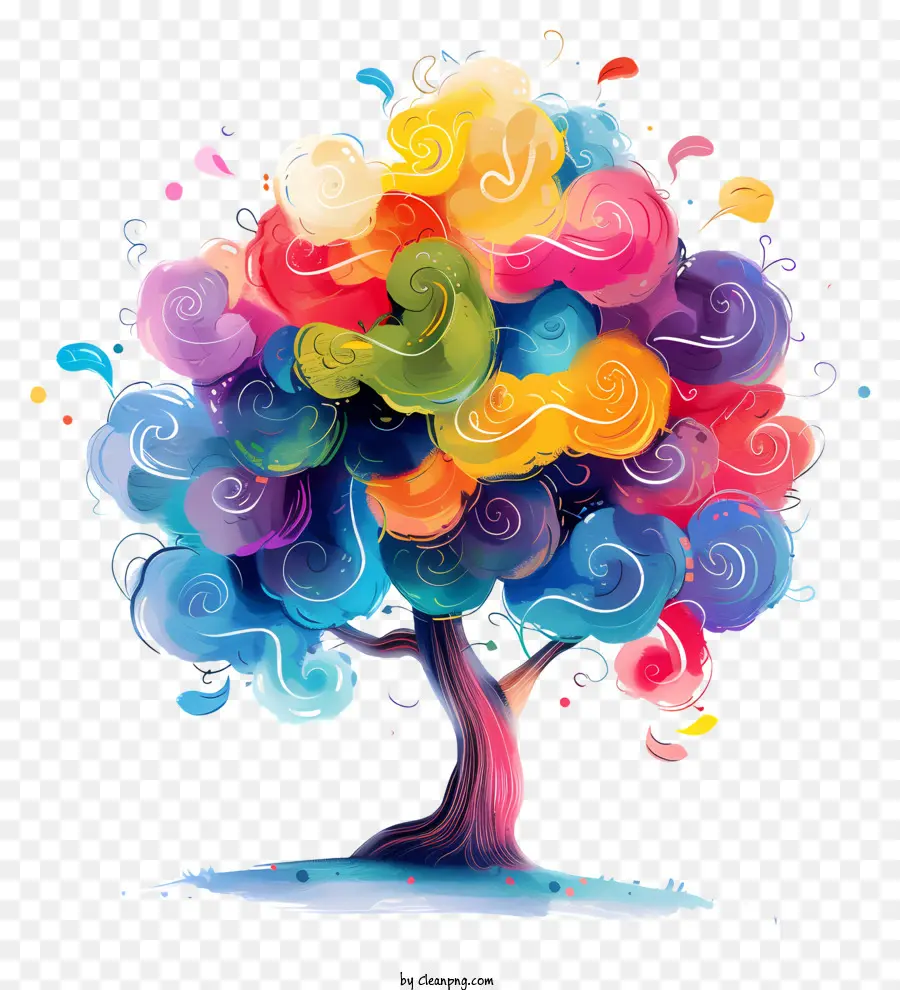 whimsical tree tree flowers butterflies colorful