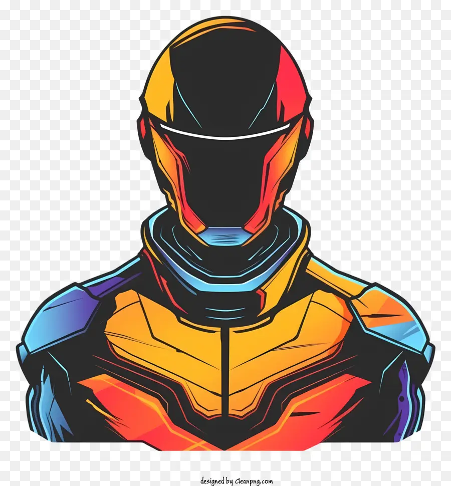 Design del costume del personaggio di Bioman Design a tema robot a tema colorato design del carattere uniforme - Carattere robot colorato con casco bianco e nero