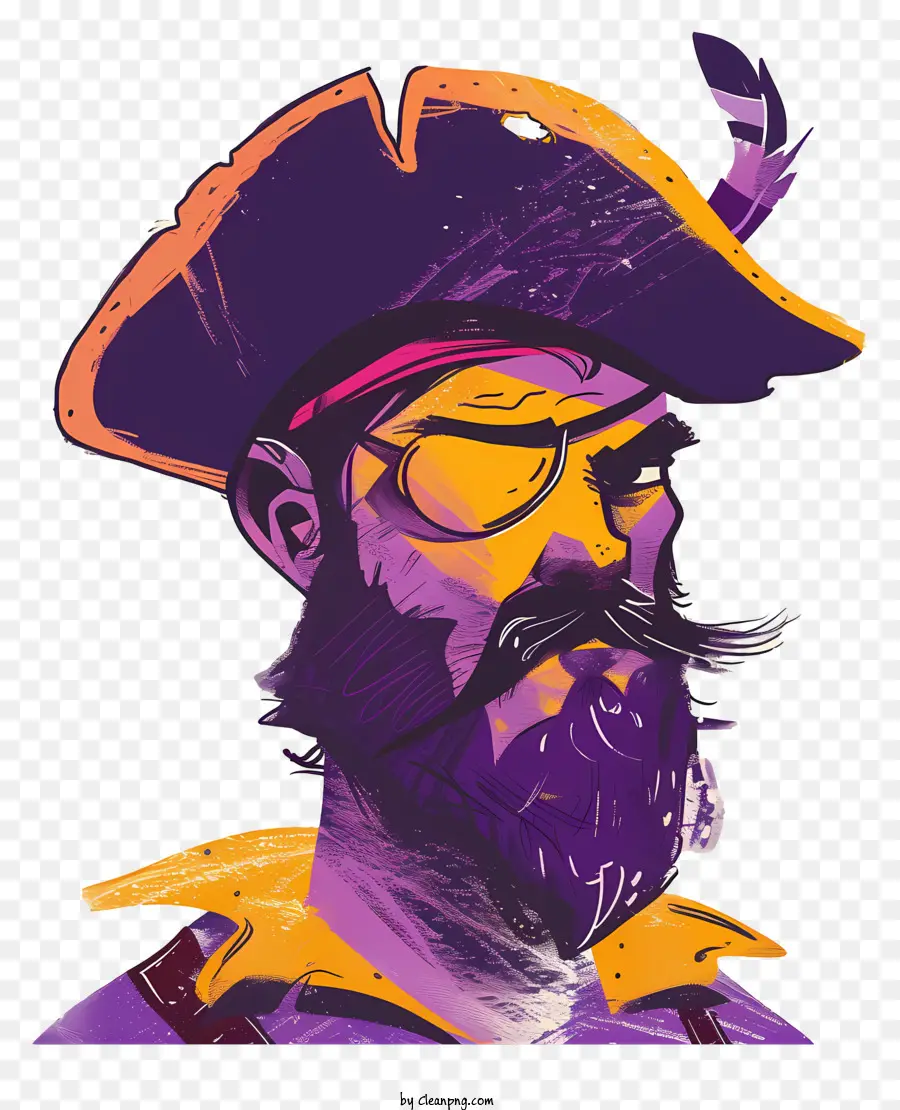Punk Man Piratenkostüm Bart und Schnurrbart Piratenhut Sonnenbrille - Mann, der als Pirat mit Bart und Sonnenbrille gekleidet ist