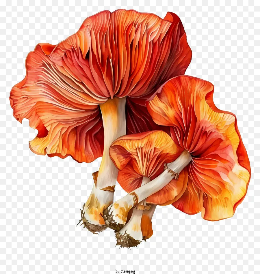 funghi di funghi rossi berretto di funghi branchi di funghi taglie da funghi - Gruppo di funghi rossi con branchie dettagliate