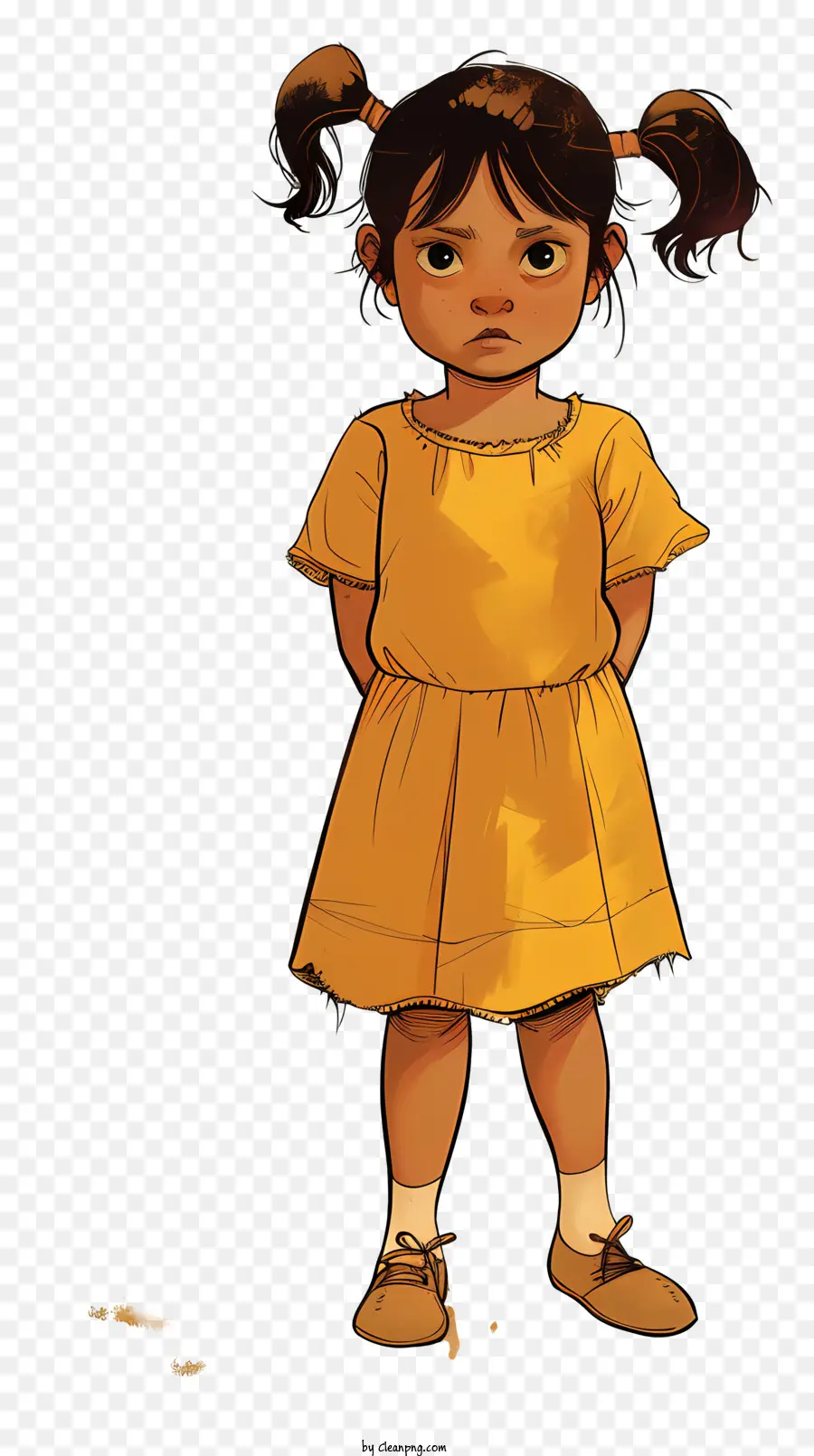 kleines Mädchen - Junges Mädchen in gelbem Kleid mit ernstem Ausdruck