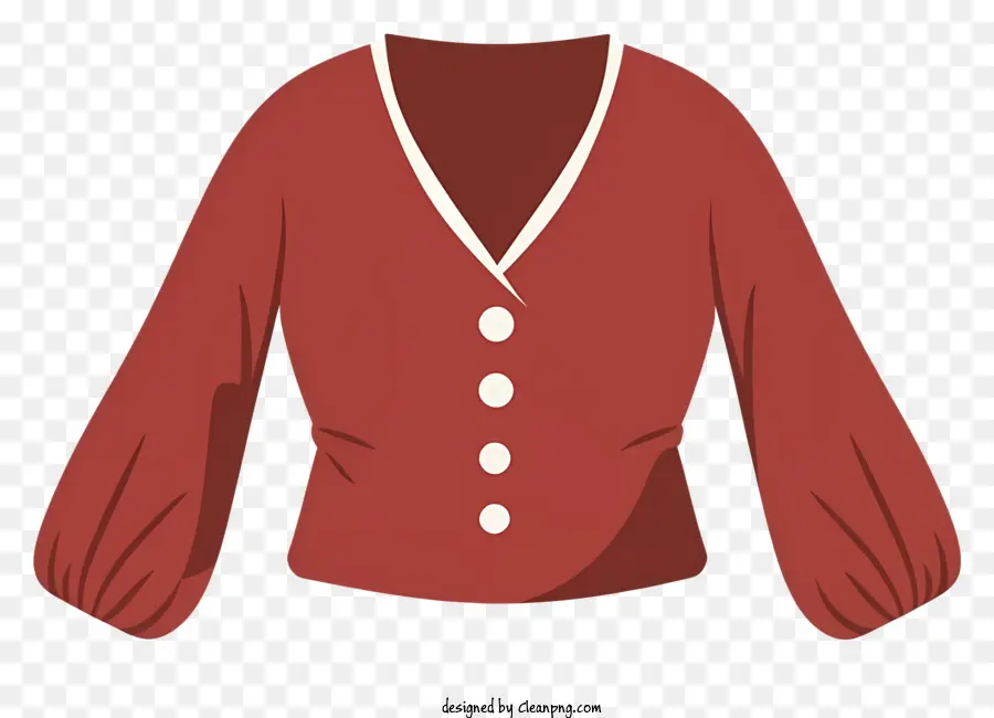 trang phục chính thức - Áo sơ mi dài tay màu đỏ với ống chữ V, còng và nút màu trắng