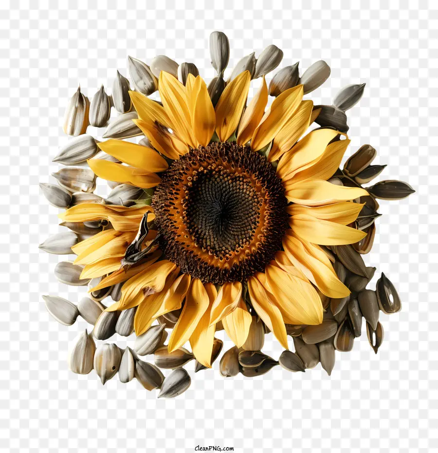 Sonnenblume - Sonnenblume mit gelben Blütenblättern und schwarzem Zentrum