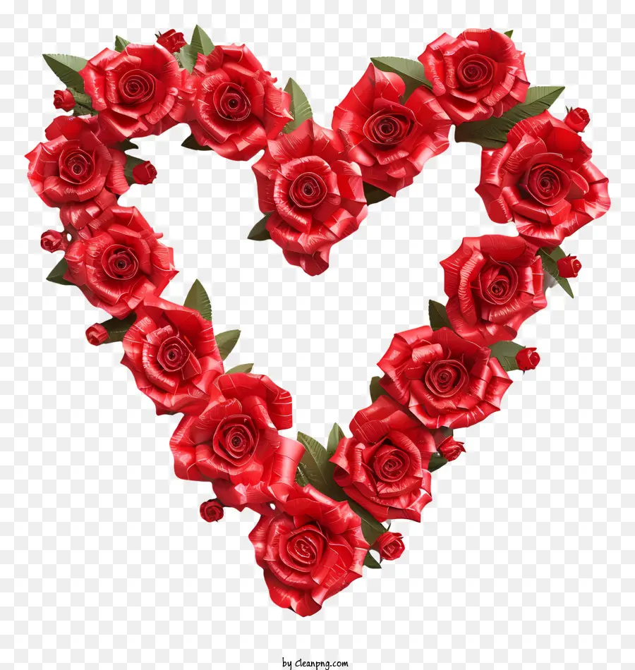 Floral Herz - Rote Rosen in Herzform, umgeben von Laub