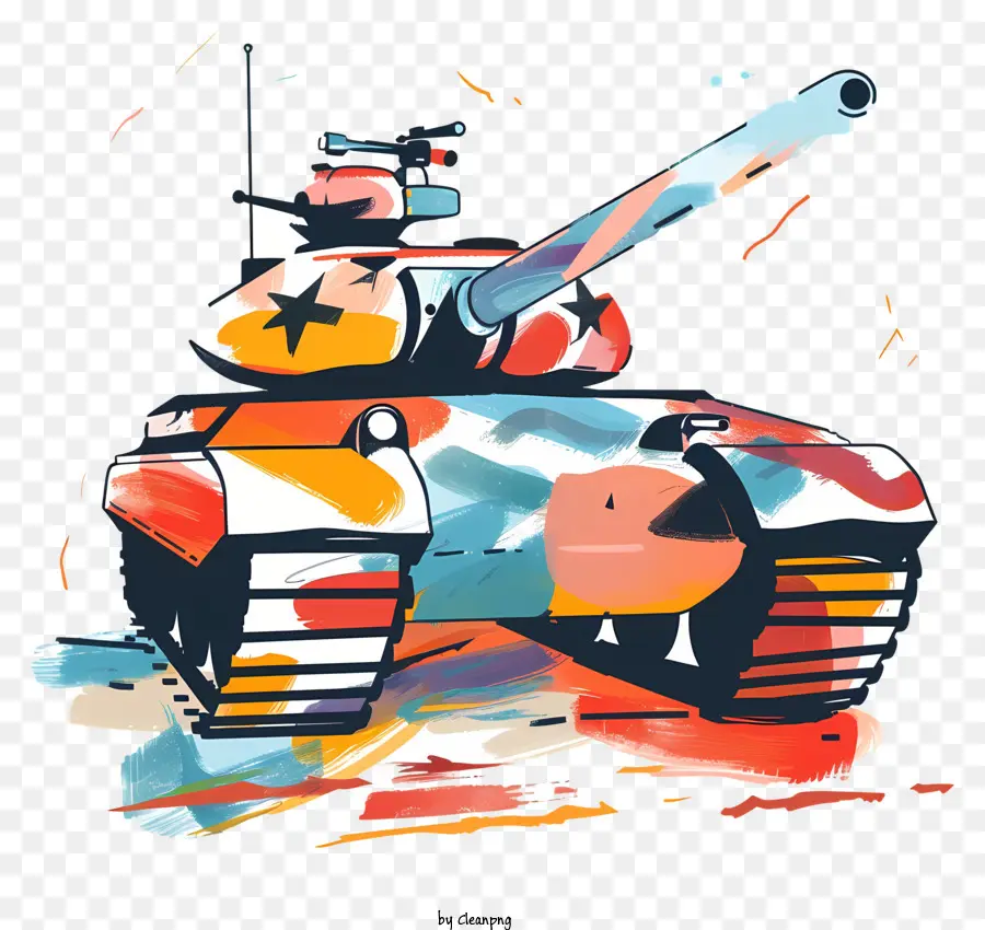 Cartoon Tank Tank Digitales Malerei Tarnfeste Muster - Bunten Tank mit Pinselmarkierungen und Texturen