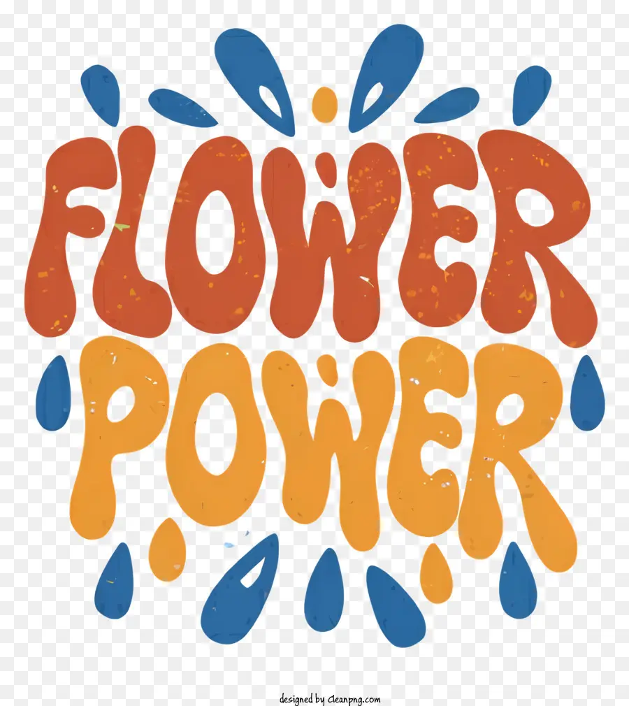 Flower Power - Farbenfrohe 'Blumenkraft' Illustration auf schwarzem Hintergrund