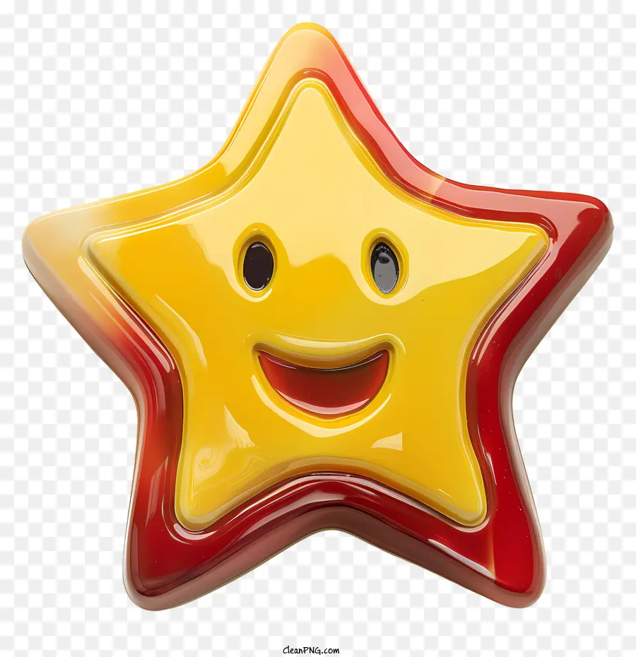 Stern Emoji - Smiley Gesicht auf gelbem und roten Stern