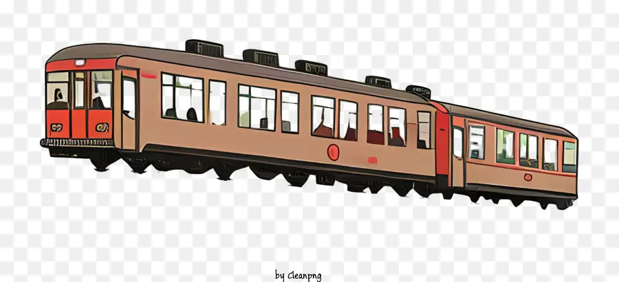 Zugwagenauto Elektromanalbahnen mit Strom ziehen - Roter Trolley -Auto mit schwarzen Rädern, leer