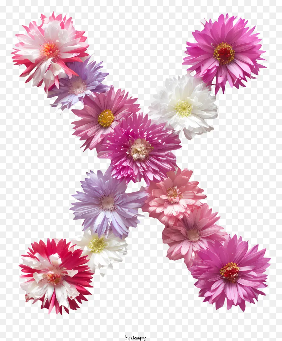 hoa thiết kế - Daisy chéo màu hồng và tím trên nền đen