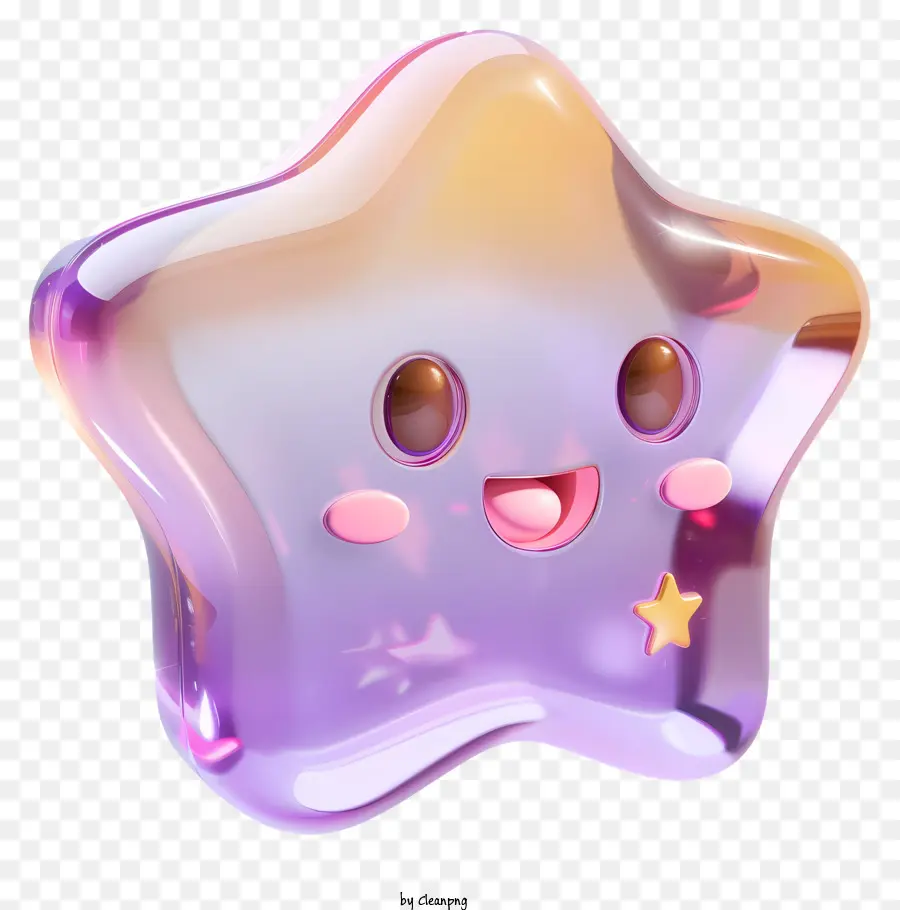 Stern Emoji - Plastikstern mit rosa Farbe und glücklichem Gesicht