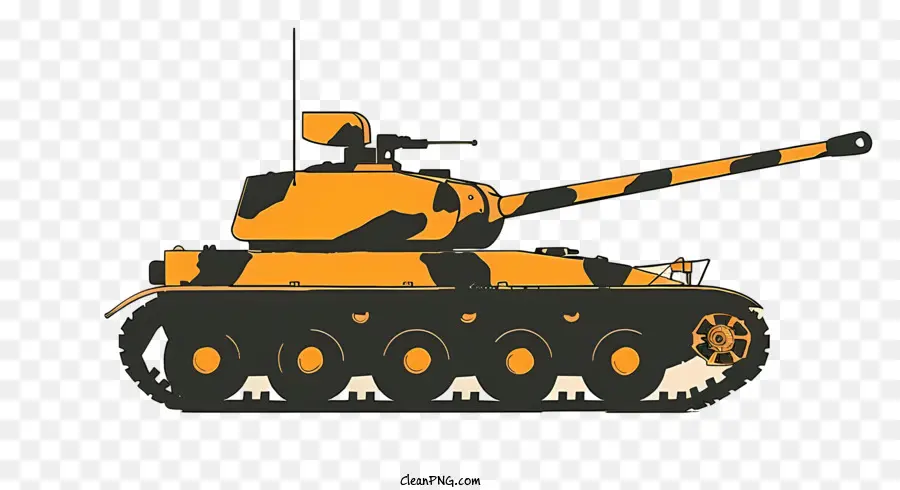 Cartoon Panzer Tarn tarnen Militärgepanzer - Orange und schwarzer Camo -Tank im Feld