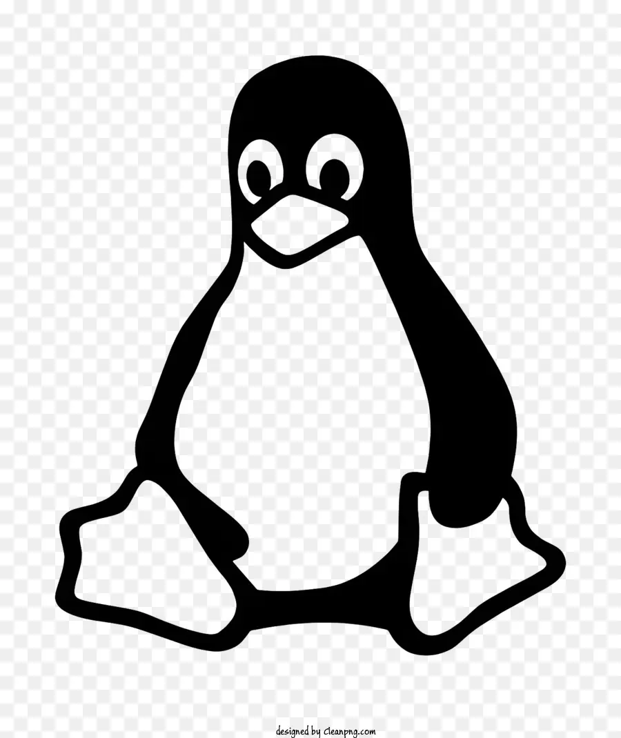 logo linux - Phác thảo chim cánh cụt đen trắng đơn giản