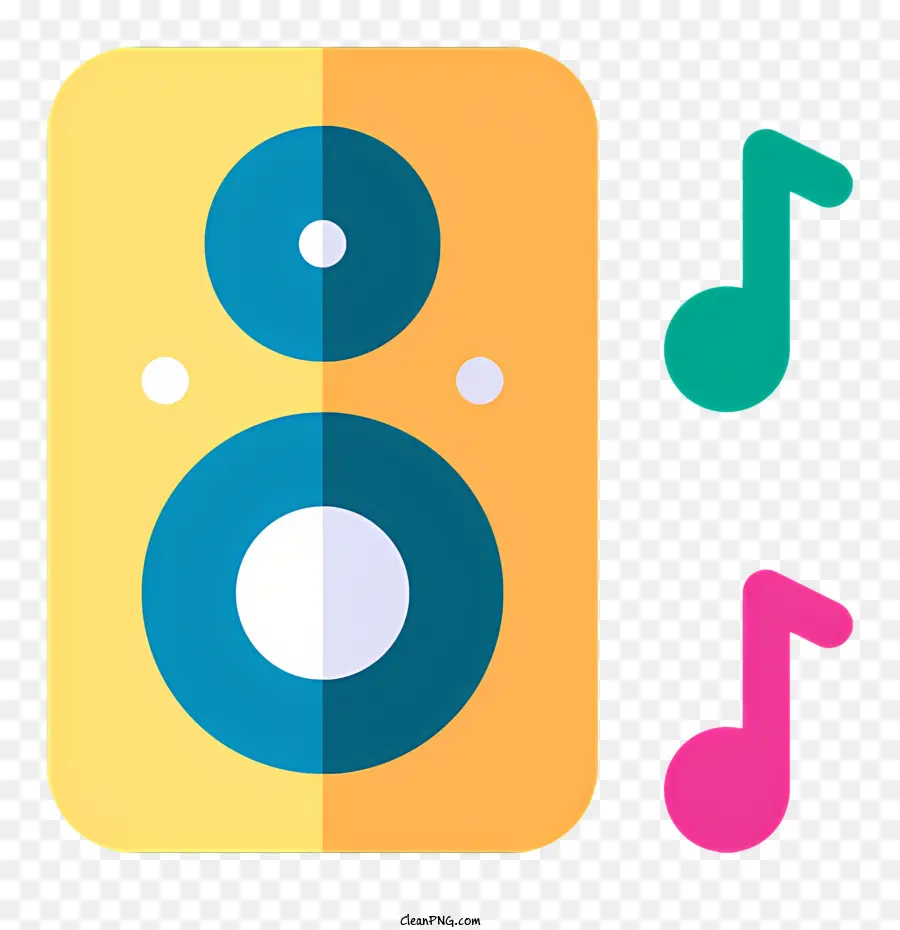 Musik note - Goldlautsprecher mit rosa und blauen Noten