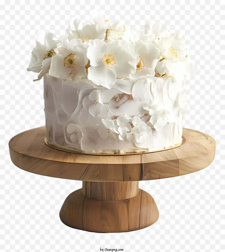 Torta di nozze - Torta nuziale bianca con fiori su piedistallo