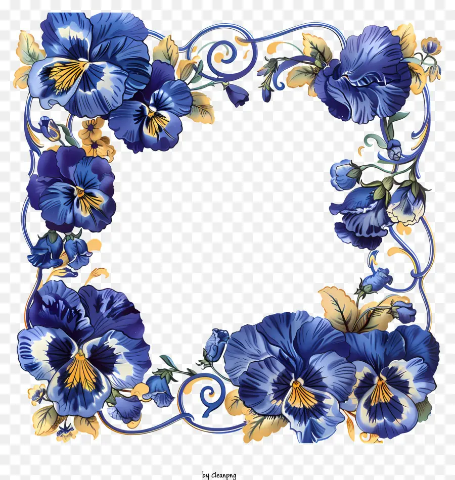 vaso di fiori - Elegante cornice floreale in viola e blu