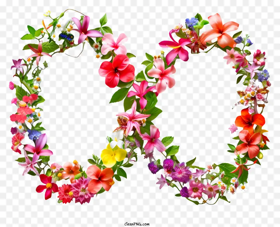 Simbolo di infinito - Simbolo del cerchio di fiori colorato per un numero