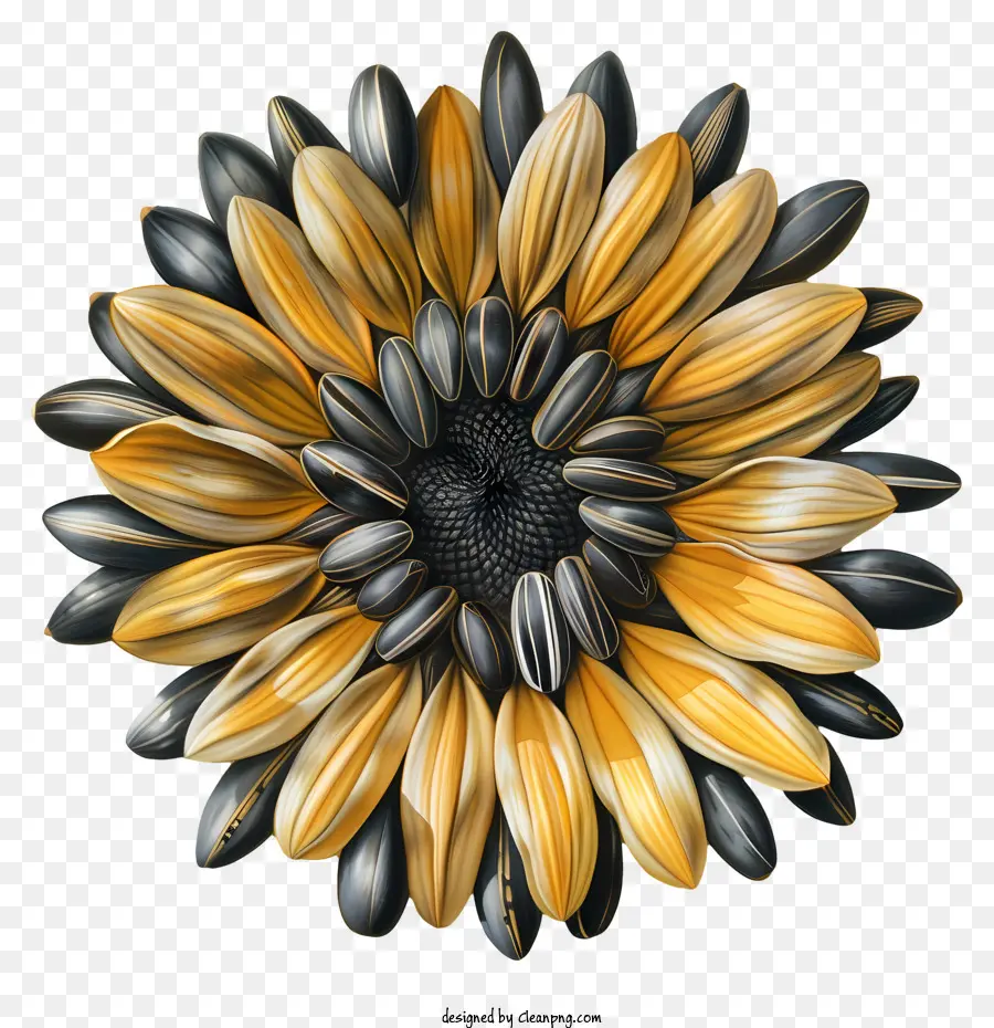 Sonnenblume - Lebendige goldene Sonnenblume auf schwarzem Hintergrund