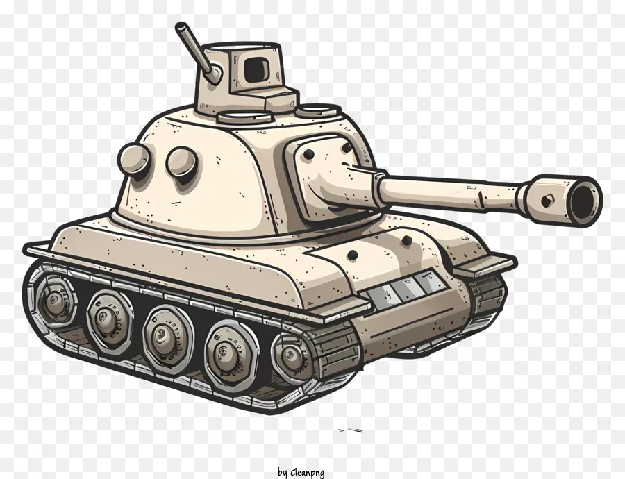 Cartoon Tank Panzer Militärgepanzerte Kriegsführung - Metalltank mit großer Waffe, dunkler Hintergrund