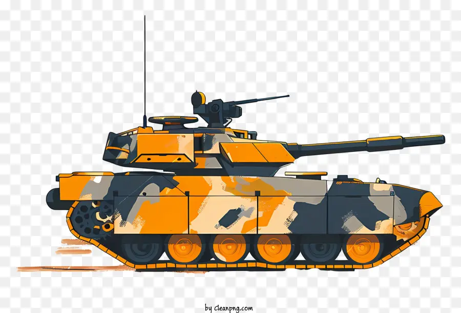 Cartoon Panzer gepanzerte Panzer Militärfahrzeugpistolen Raketen - Detaillierte Abbildung des gepanzerten Panzers auf schwarzem Hintergrund