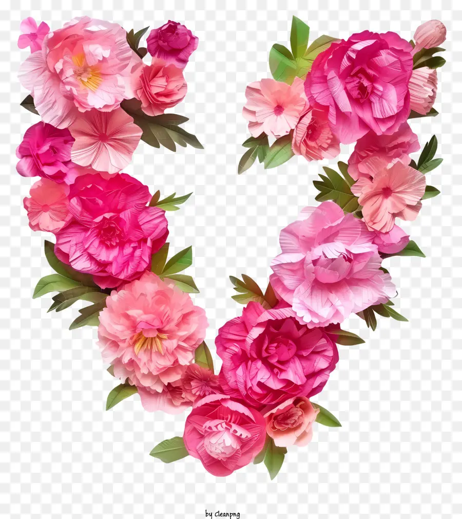 la disposizione dei fiori - Pink Flower 'V' su sfondo nero