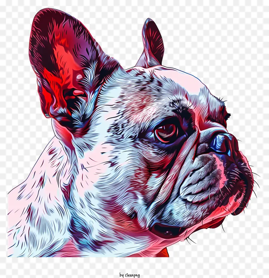chó pháp - Bức tranh kỹ thuật số của Bulldog Pháp trên nền đầy màu sắc