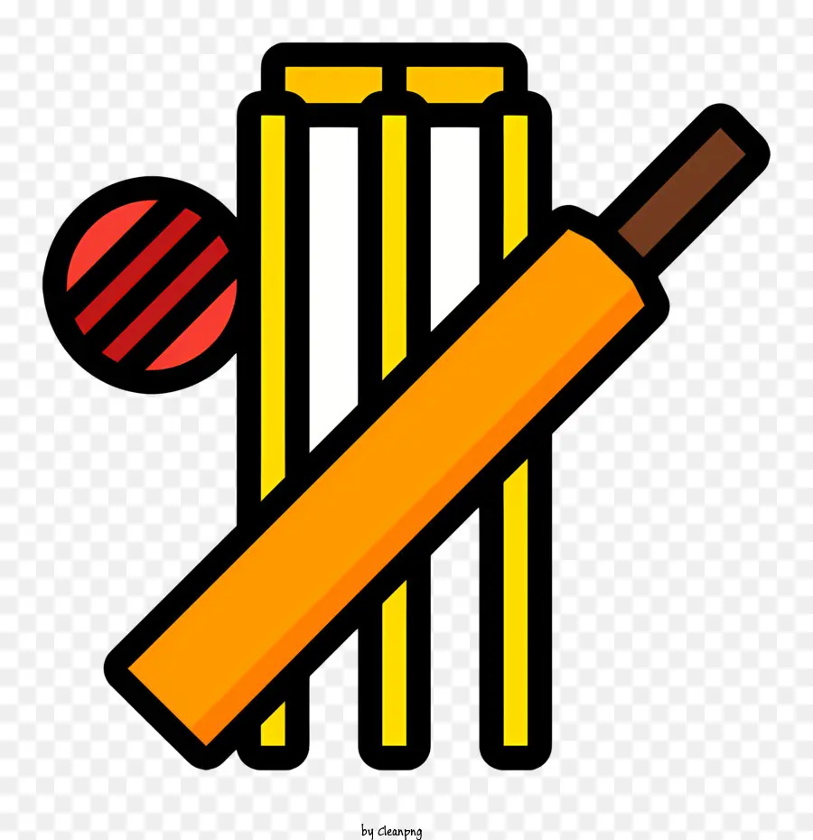 Cricket Logo - Cricketschläger und Ball auf schwarzem Hintergrund