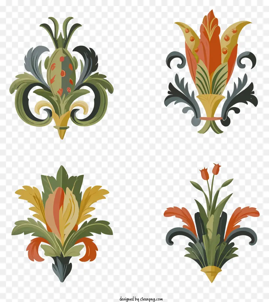 disegno floreale - Motivi floreali intricati e colorati su tela