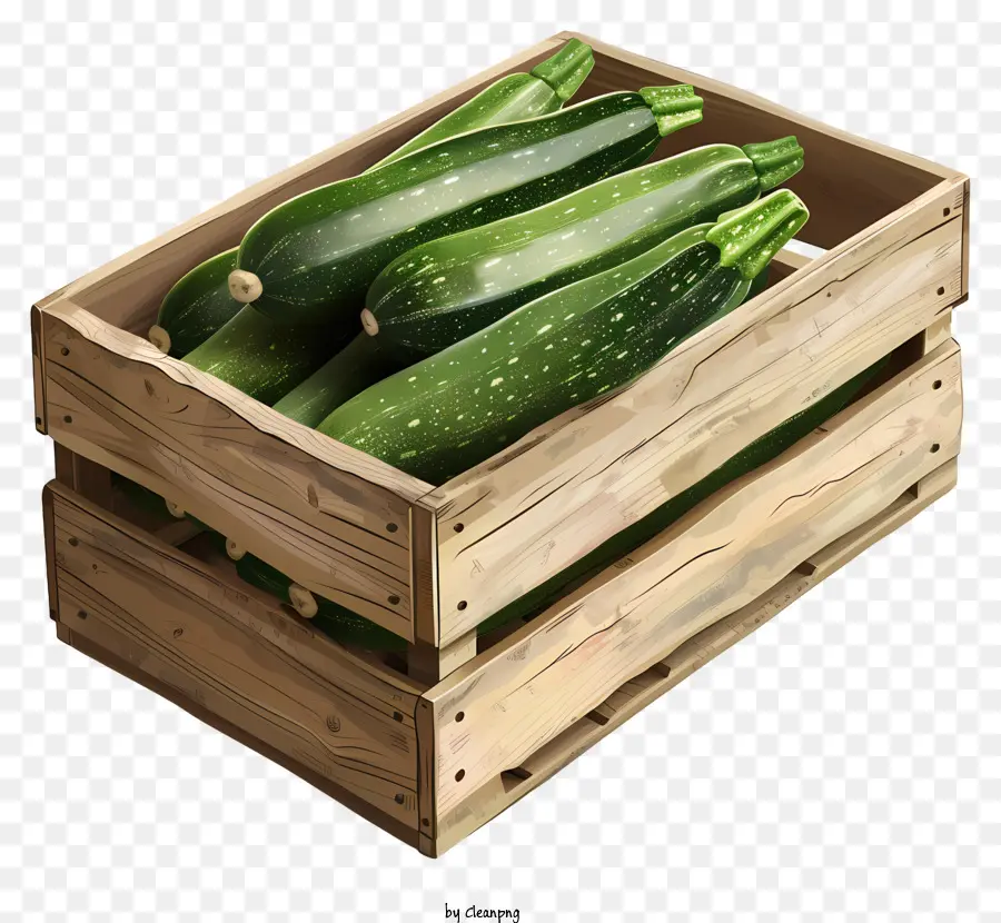 Zucchini Holzkiste Ernte Bio -Gemüse Farmprodukte - Große Zucchinis in Holzkiste auf schwarzem Hintergrund
